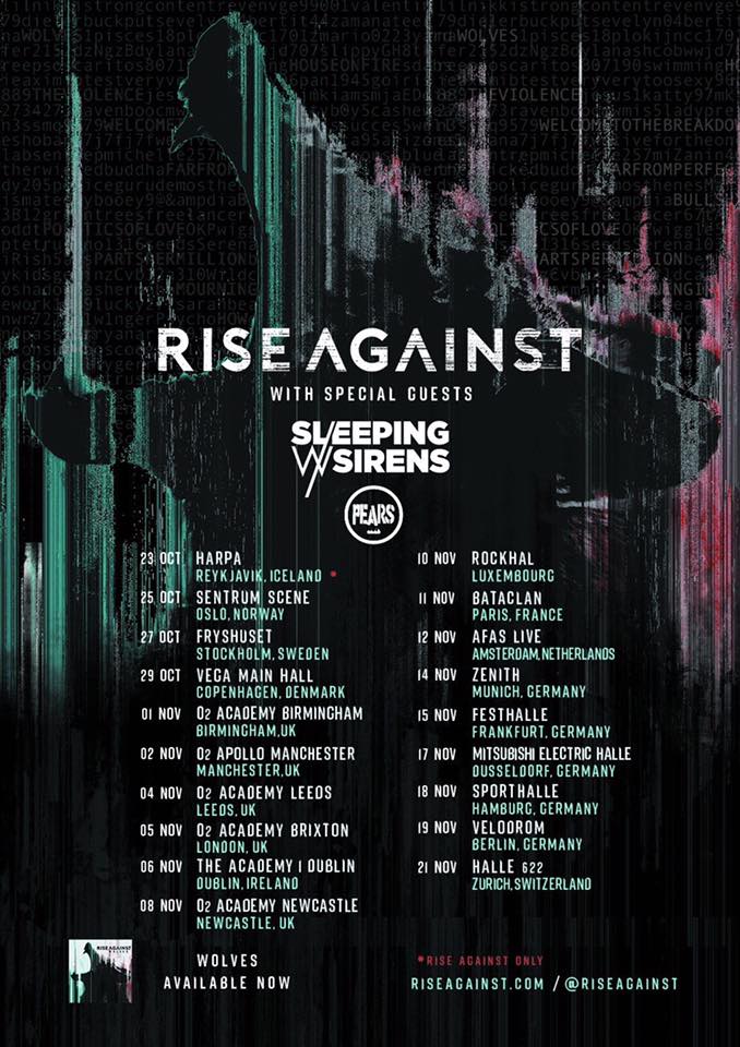 Rise Against, Sleeping w/ Sirens and PEARS Europe 2017