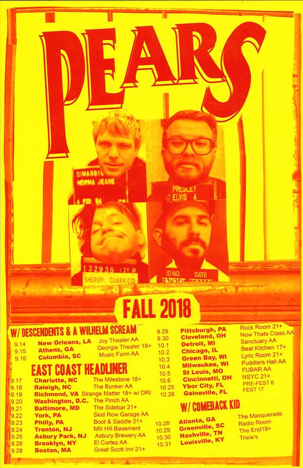 PEARS US Tour Fall 2018 Descendents A Wilhelm Scream D.R.I. Comeback Kid